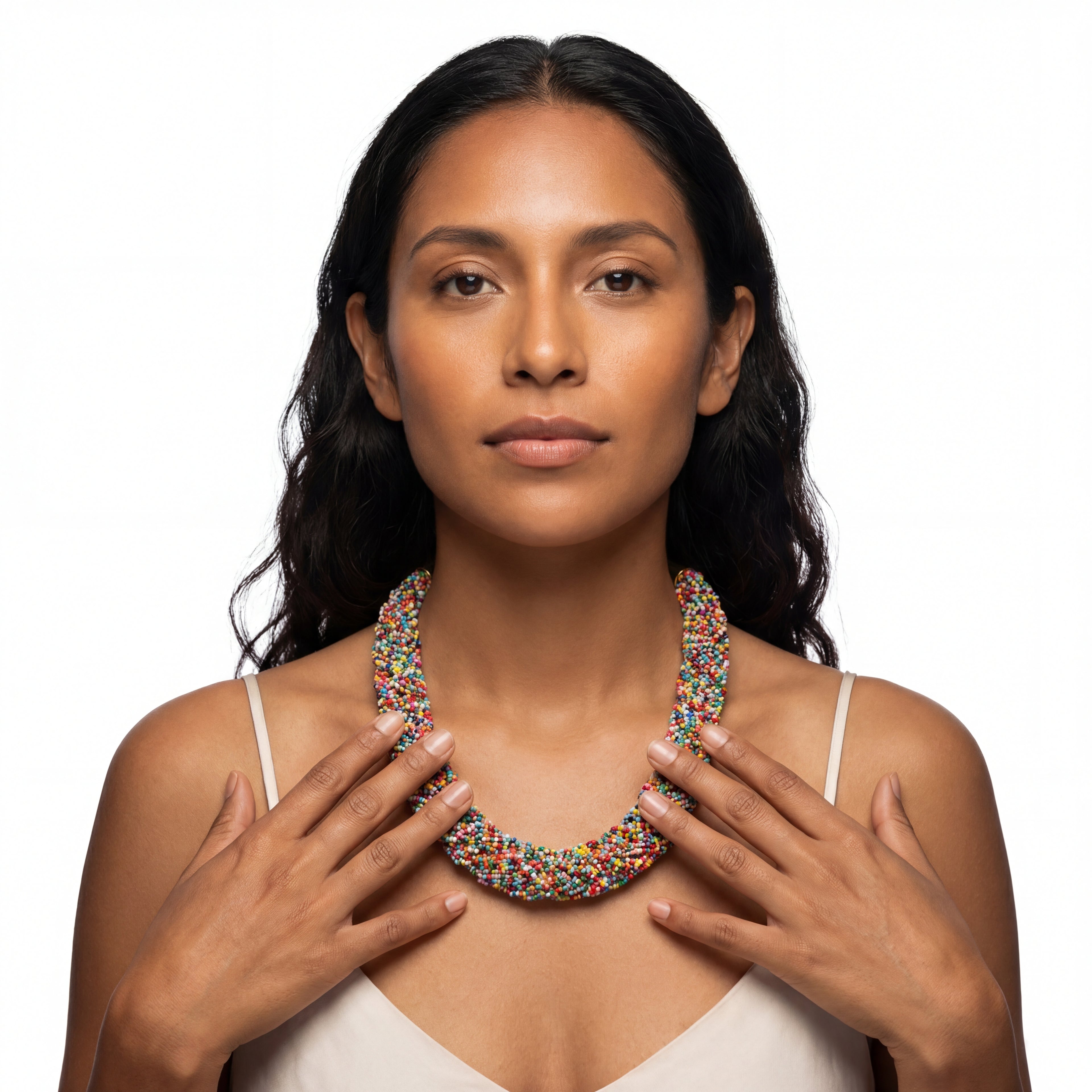 Handmade Glass Beads Bohemian Colorful Beaded Necklace & Earring Set