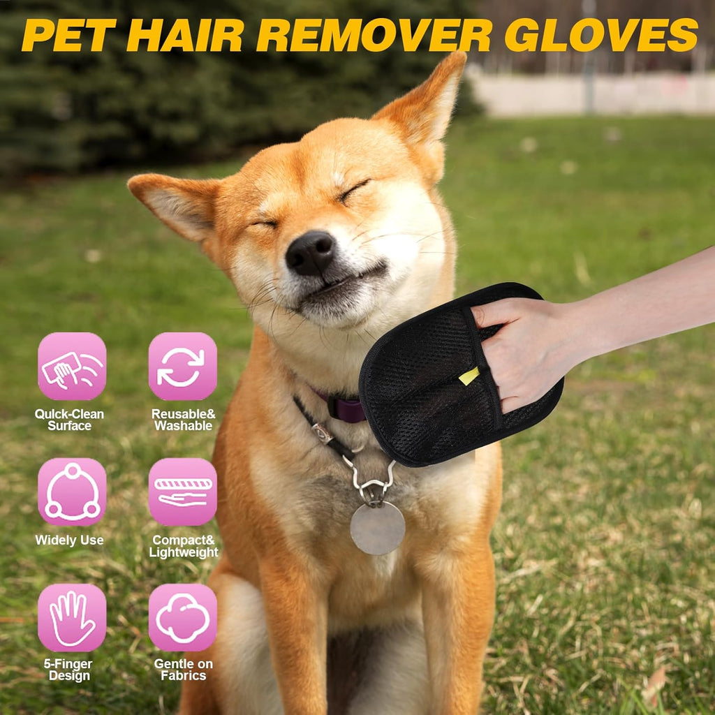 Pet Hair Removal Gloves Reusable with Powerful Electrostatic Technology for Efficient Pet Hair Removal