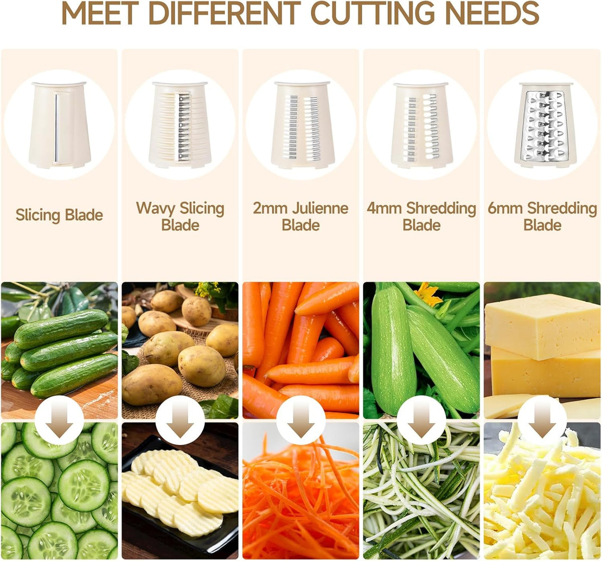 Rotary CheeseGrater, Vegetable Shredder 5 in 1