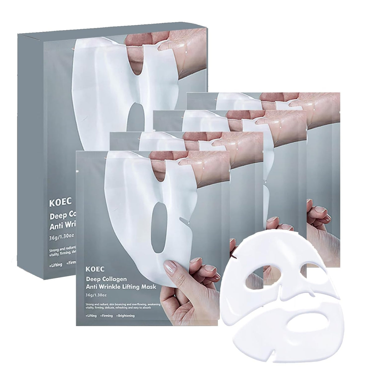 4Mask ,Deep Collagen Overnight Mask -Bio-collagen Real Deep Face Mask, Korean Skin Care, Facial Hydrogel Sheet Moisturizing Masks Collagen for Glass Skin, Elasticity, Firming, and M