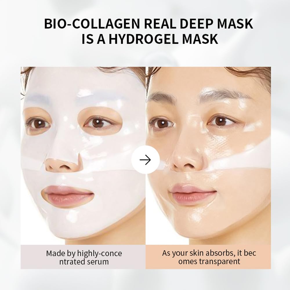 4Mask ,Deep Collagen Overnight Mask -Bio-collagen Real Deep Face Mask, Korean Skin Care, Facial Hydrogel Sheet Moisturizing Masks Collagen for Glass Skin, Elasticity, Firming, and M