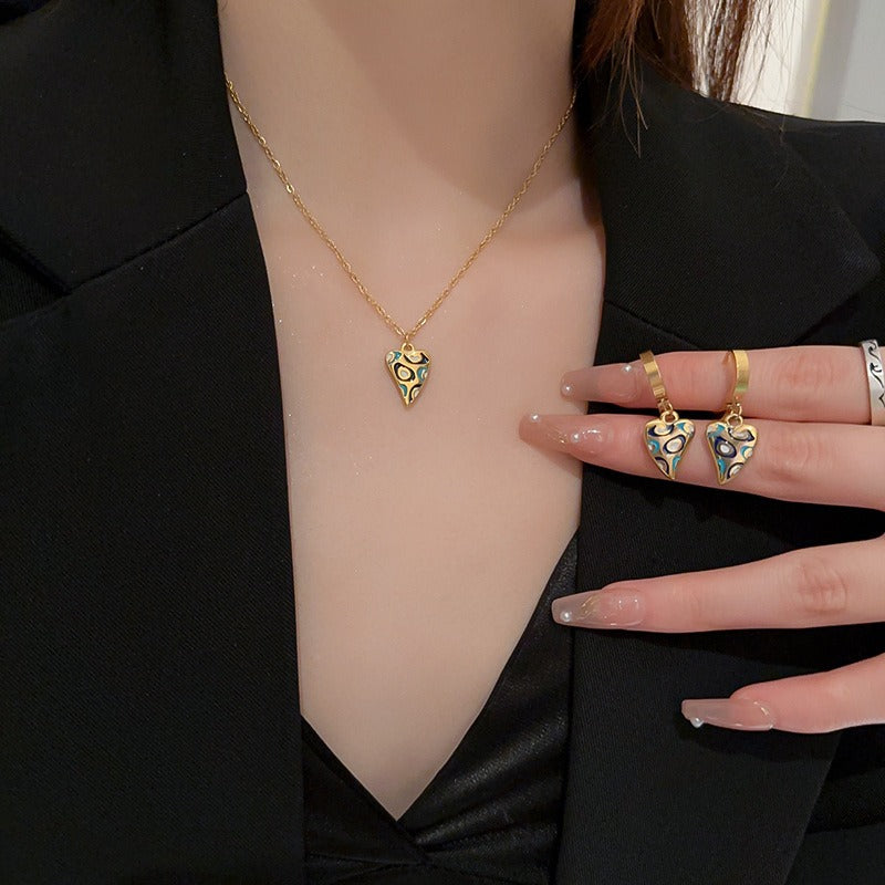 nipocaio Love Heart Necklaces and Earrings Gold Tone Sets