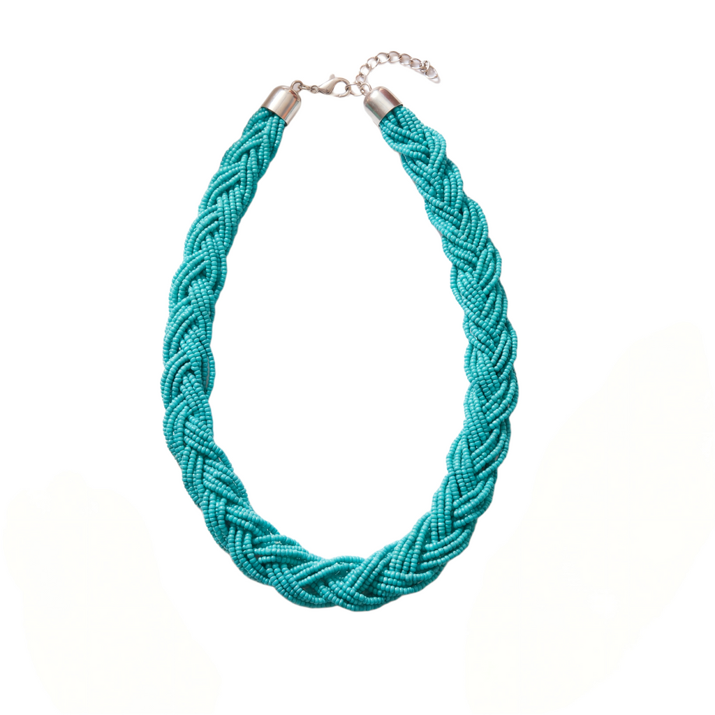 Handmade Bohemian bead necklace  , turquoise color Chaquiron .