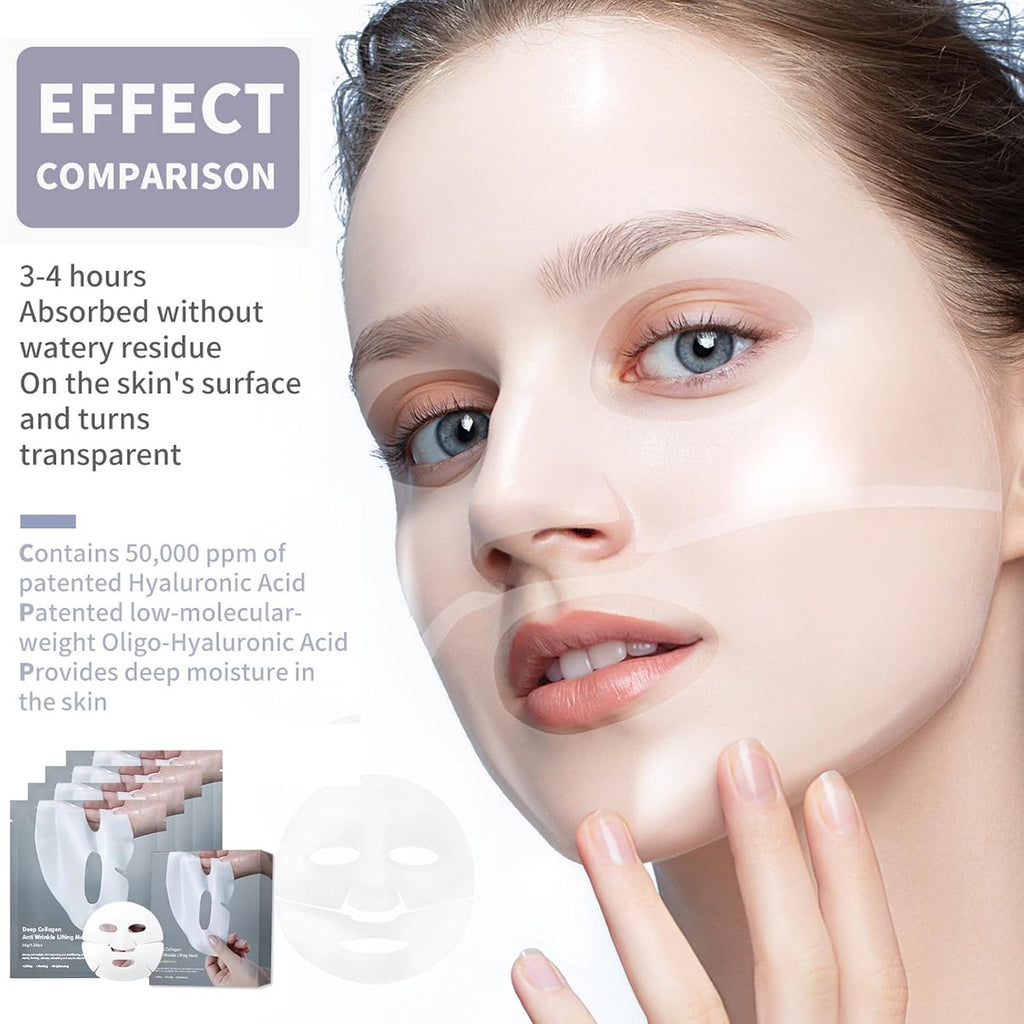 4Mask ,Deep Collagen Overnight Mask -Bio-collagen Real Deep Face Mask, Korean Skin Care, Facial Hydrogel Sheet Moisturizing Masks Collagen for Glass Skin, Elasticity, Firming, and M