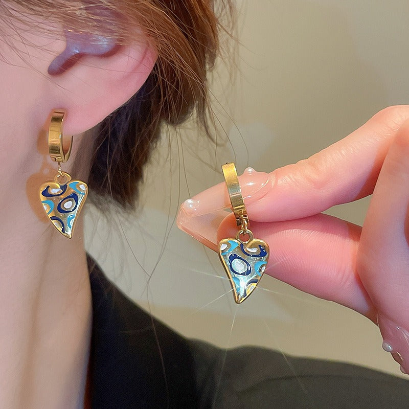 nipocaio Love Heart Necklaces and Earrings Gold Tone Sets