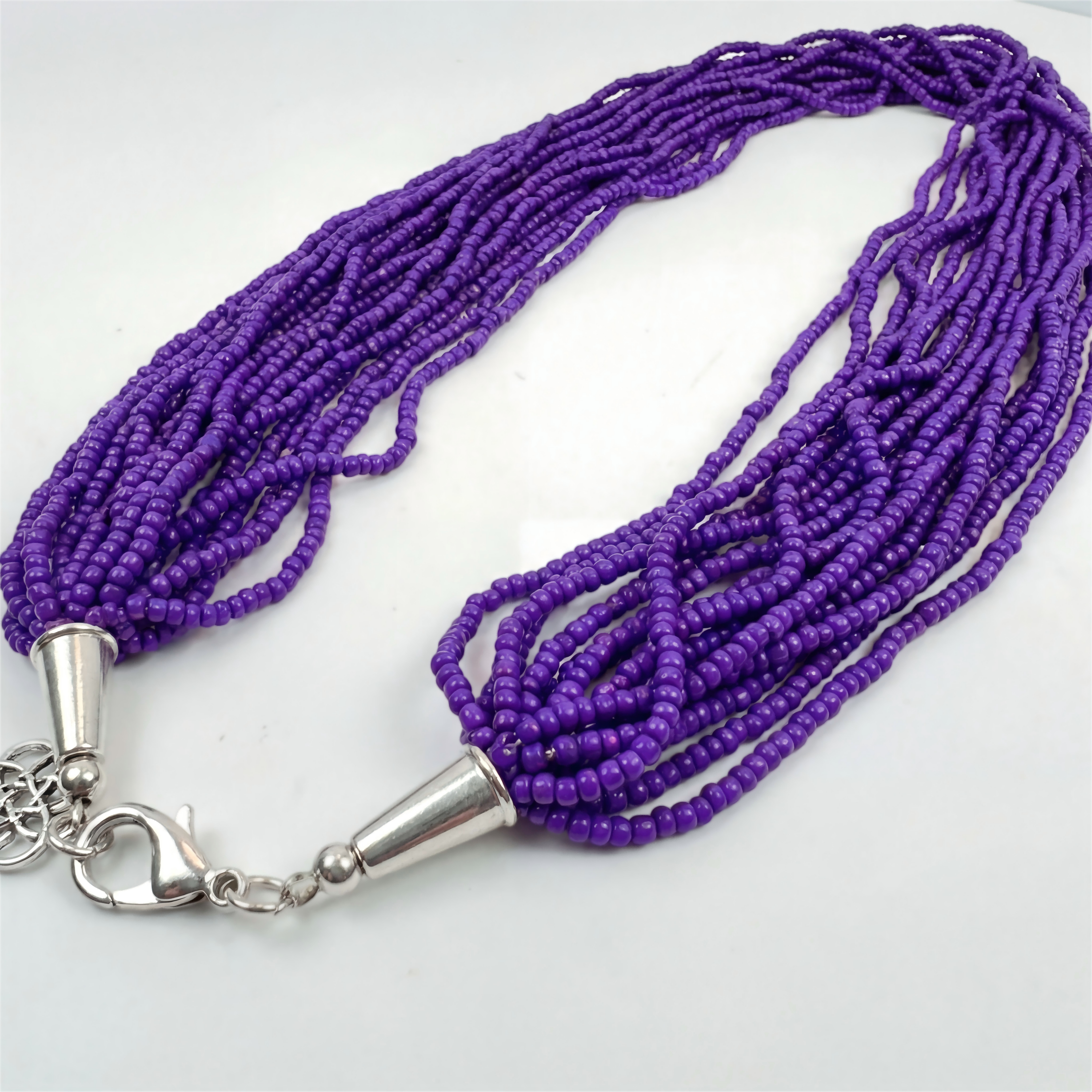 Bohemian handmade bead necklace , chaquiron necklace  handmade crafts color indigo ,crimson,bronze
