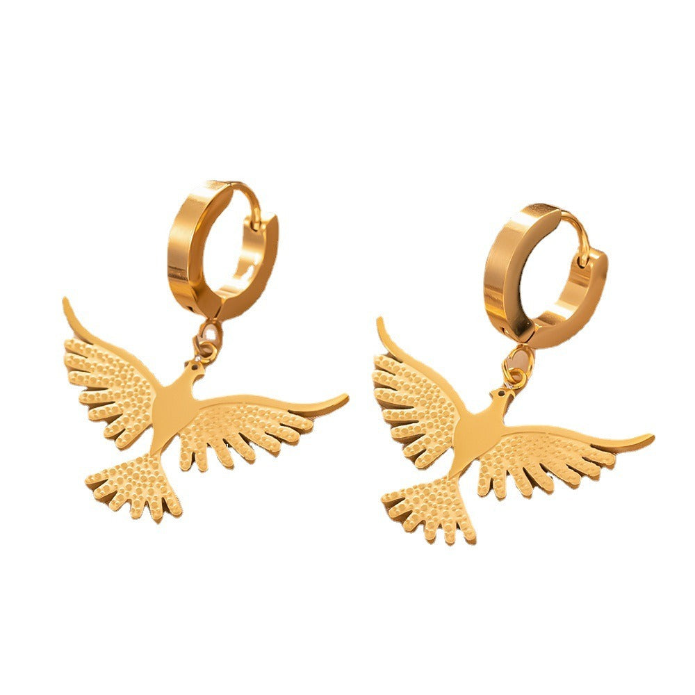 Stainless Steel Phoenix Bird Dangle Earrings For Women Fashion