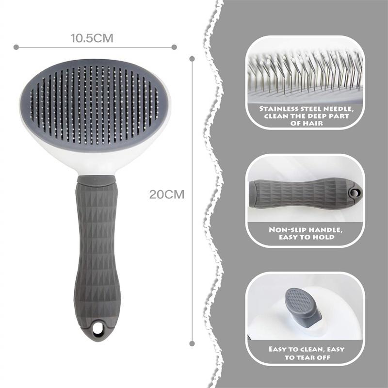 Pet Massage Brush Stainless Steel Tool with Silicone Lining for Pets Long or Short Hair Pink Gray Blue Handles Ideal for Grooming
