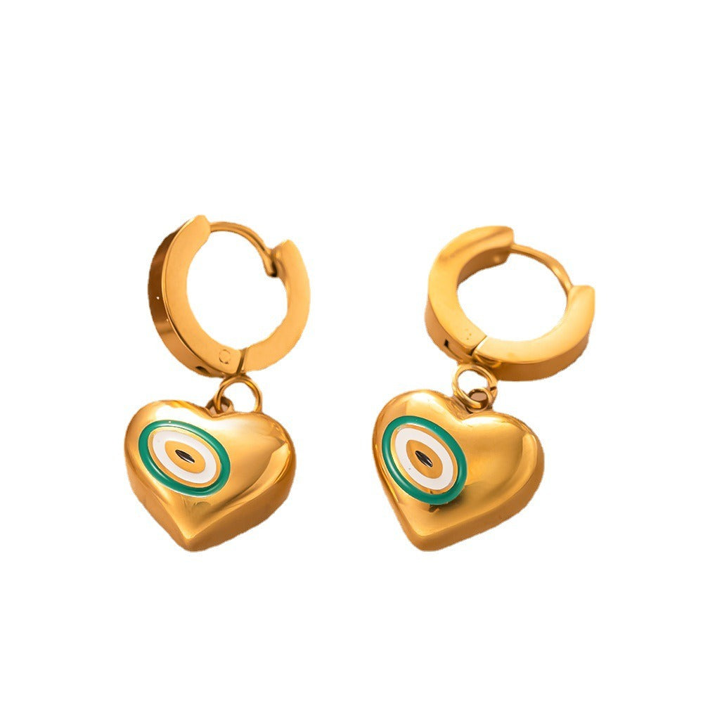 Turkish eye jewelry set with heart charms,