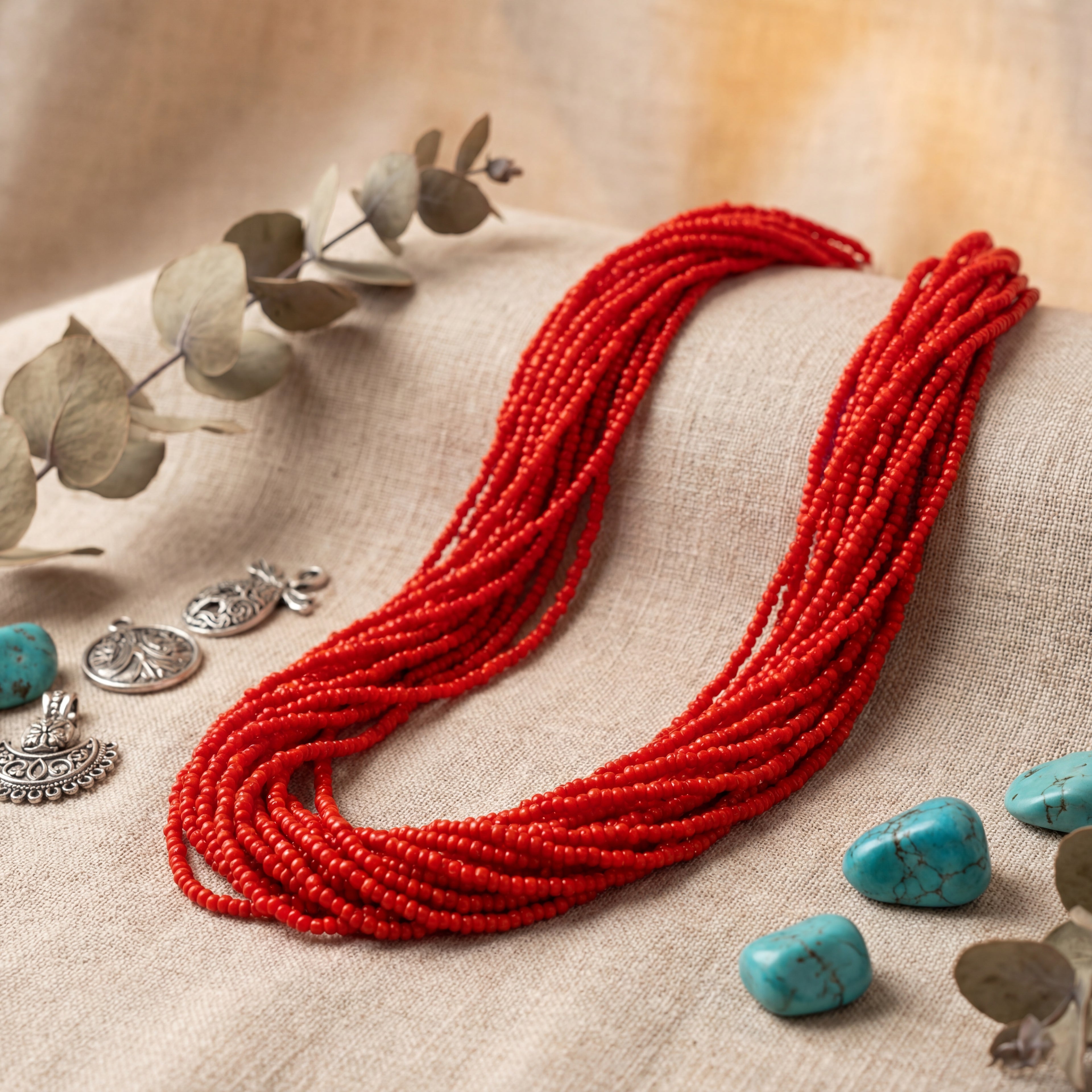 Bohemian handmade bead necklace , chaquiron necklace  handmade crafts color indigo ,crimson,bronze