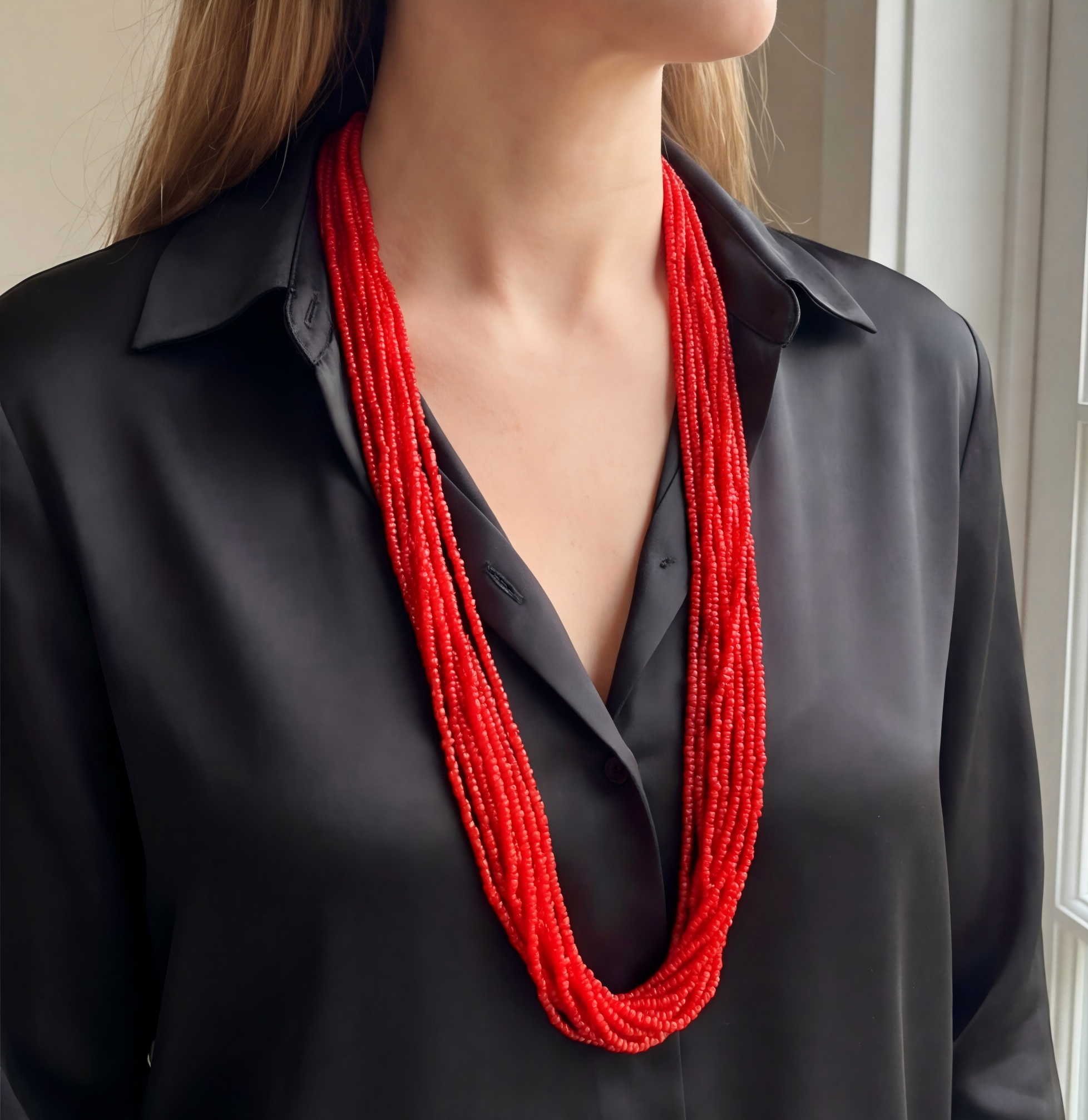 Bohemian handmade bead necklace , chaquiron necklace  handmade crafts color indigo ,crimson,bronze