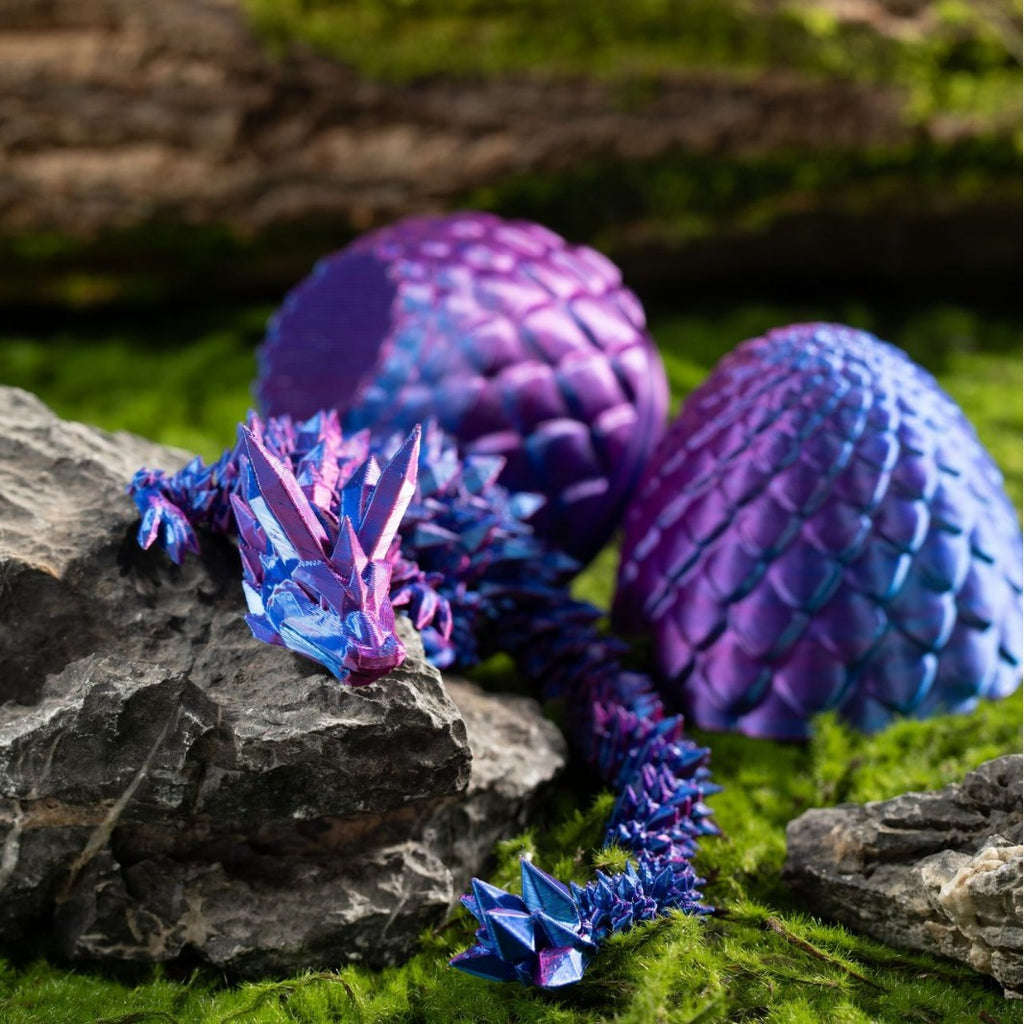 3 Printed Dragon  3D Egg set ,red, orange, purple