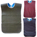 3 PCS Unisex Adult Bibs Green Red Navy Blue Reusable Large Bibs with Detachable Crumb Catcher Washable Waterproof Clothing Protector Lattice Pattern Feeding Bib for Men Women Elderly Seniors - Set