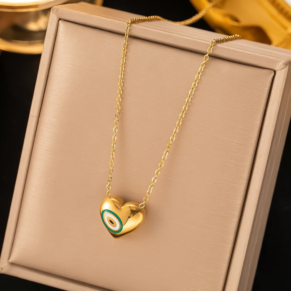 Turkish eye jewelry set with heart charms,