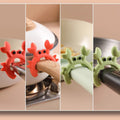 Crab Design Silicone Spatula Holder 8 PCS Set Adjustable Over Spill Stopper for Cooking Utensils Durable Kitchen Gadget