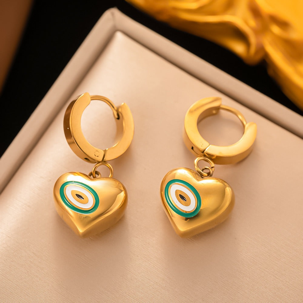 Turkish eye jewelry set with heart charms,