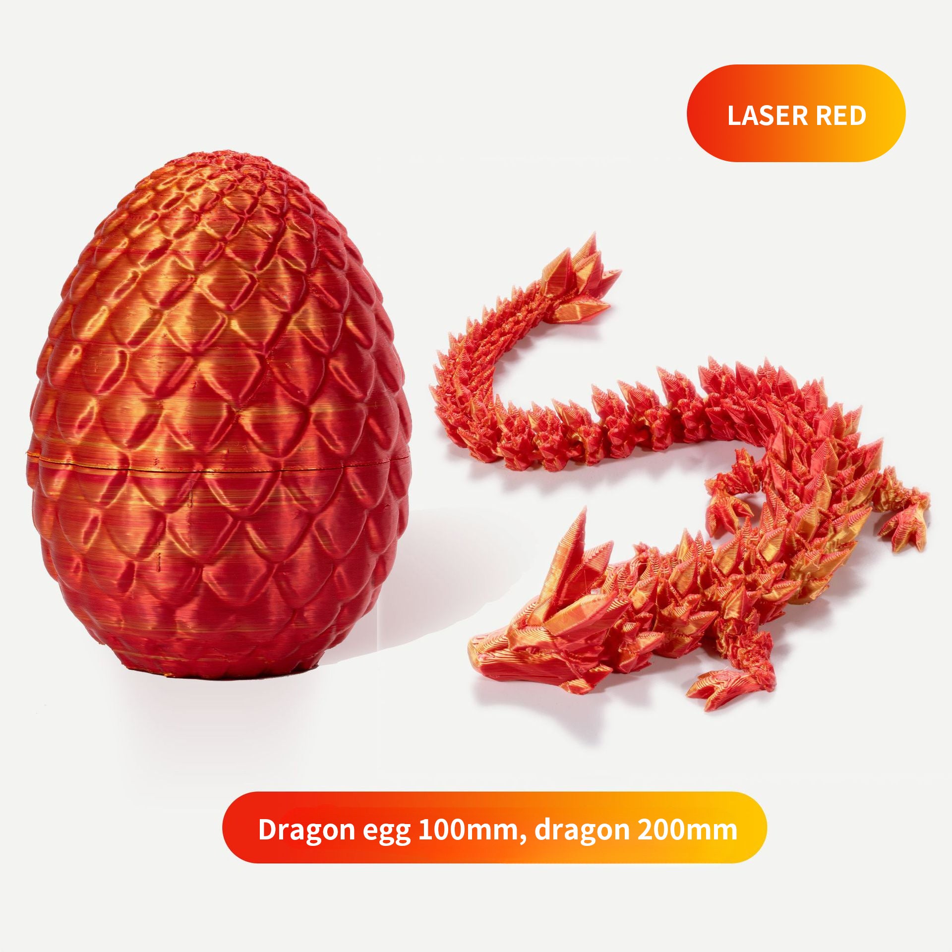 3 Printed Dragon  3D Egg set ,red, orange, purple