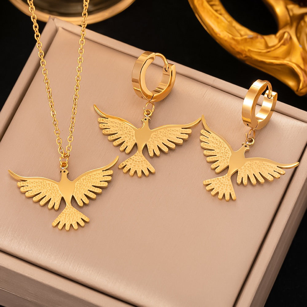Stainless Steel Phoenix Bird Dangle Earrings For Women Fashion