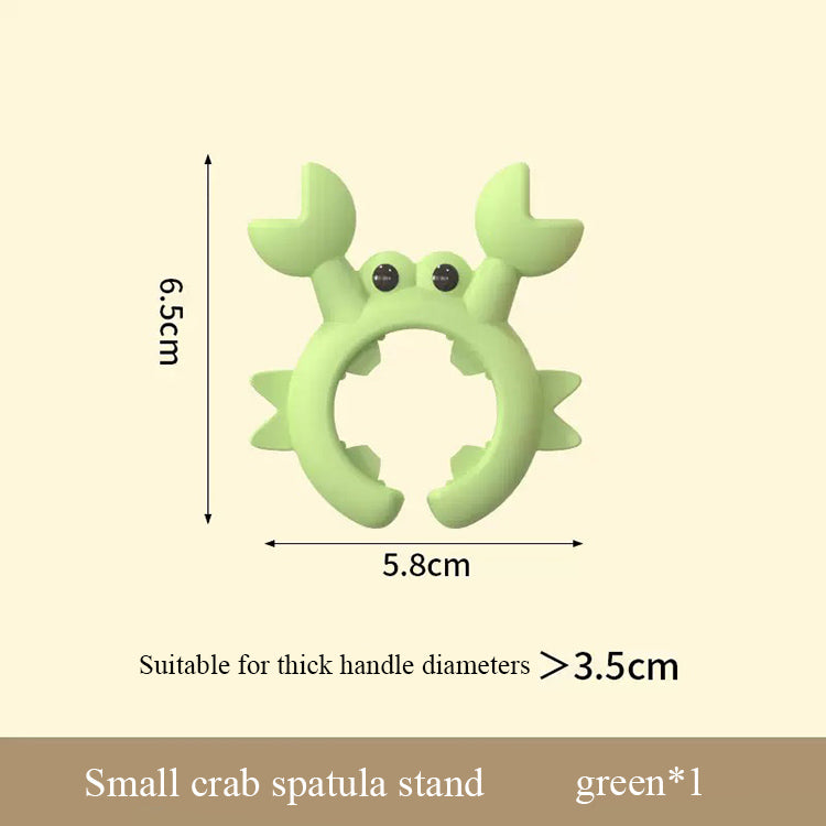Crab Design Silicone Spatula Holder 8 PCS Set Adjustable Over Spill Stopper for Cooking Utensils Durable Kitchen Gadget
