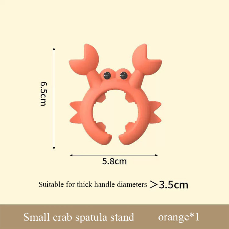 Crab Design Silicone Spatula Holder 8 PCS Set Adjustable Over Spill Stopper for Cooking Utensils Durable Kitchen Gadget