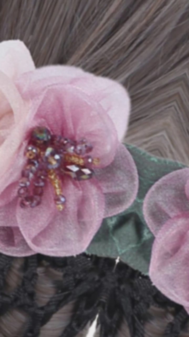 Net Bow Cover with Silk Flower Hair Clips Lace Accessories Crochet Net for Elegant Hairstyles and Stylish Outfits